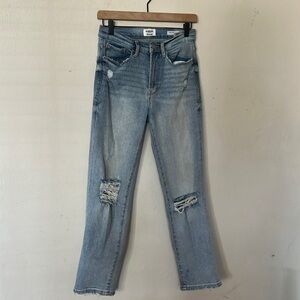 Kenzie Vinatge Luxe The Straight Light Wash Distressed Jeans